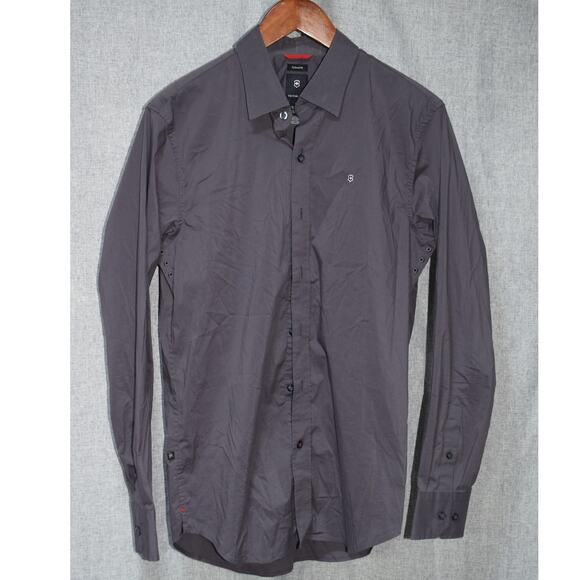 Victorinox Men’s Tailored Fit Dress Shirt Gray Long Sleeve Size Small - Picture 1 of 4